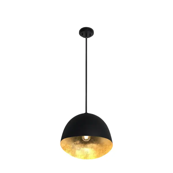 Eclos 1-Light Pendant in Textured Sand Coal Black with Gold Leaf - Image 3