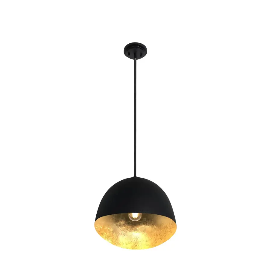 Eclos 1-Light Pendant in Textured Sand Coal Black with Gold Leaf - Image 3