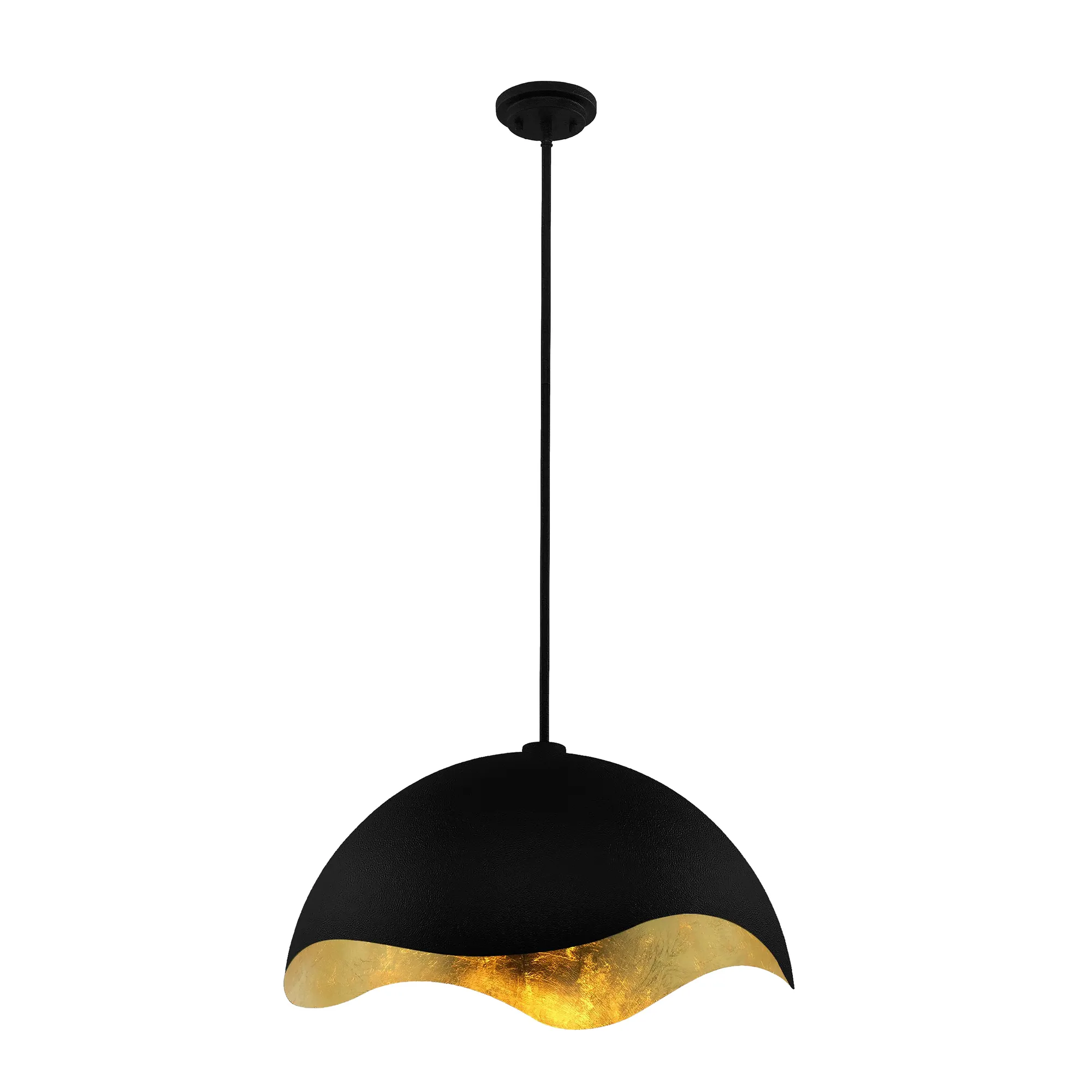 Eclos 1-Light Pendant in Textured Sand Coal Black with Gold Leaf