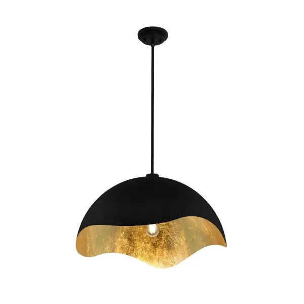Eclos 1-Light Pendant in Textured Sand Coal Black with Gold Leaf - Image 3