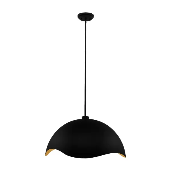 Eclos 1-Light Pendant in Textured Sand Coal Black with Gold Leaf - Image 4