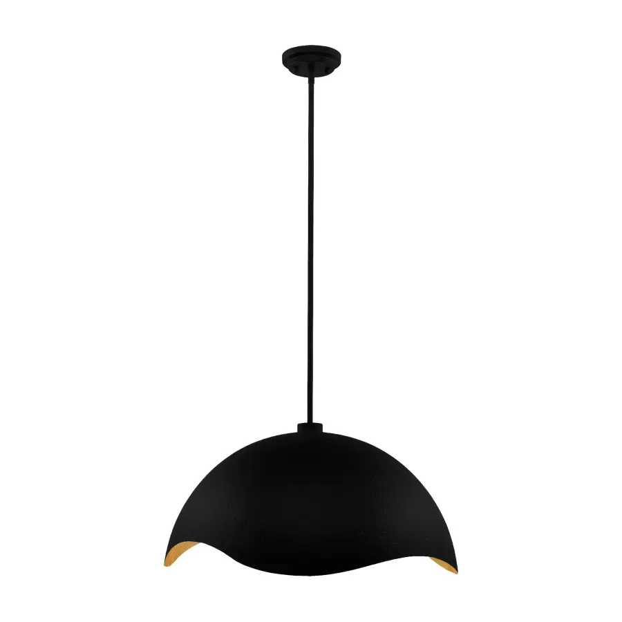 Eclos 1-Light Pendant in Textured Sand Coal Black with Gold Leaf - Image 4