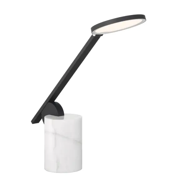 This contemporary task lamp combines functional LED lighting with sophisticated design. The coal black aluminum arm paired with a marble base creates a modern aesthetic while delivering 1087 lumens of dimmable light.
