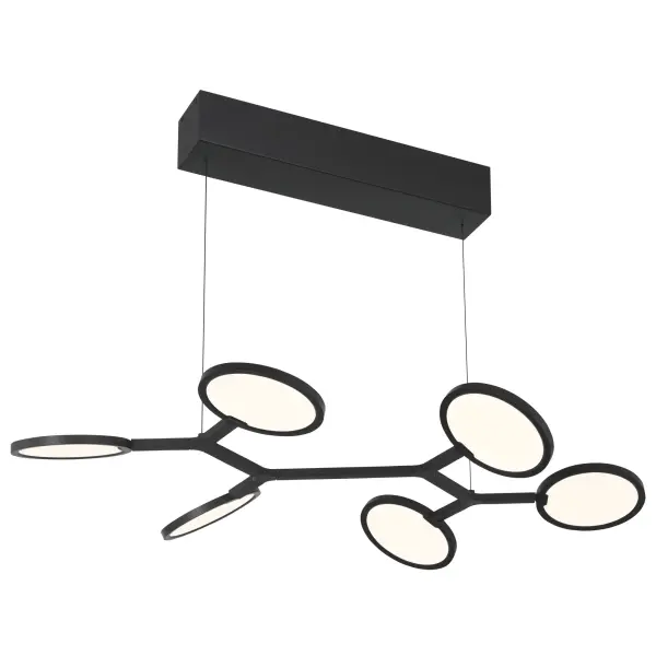 The Bandalore brings contemporary sophistication to kitchen islands with its 6-light linear design and unique rotating disk feature. High-output integrated LEDs deliver 7,431 lumens with excellent color rendering in a sleek Coal Black finish.