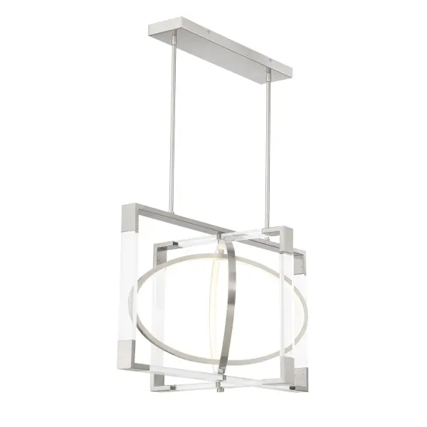The Double Take delivers modern sophistication with its clean-lined brushed nickel frame and clear acrylic diffusers. High-output LED technology provides 4,087 lumens with exceptional 94 CRI color rendering, perfect for task-intensive spaces. - alternate view
