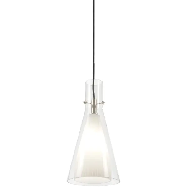 The Taper pendant combines classic etched opal glass with brushed nickel for a versatile look. Its compact 7-inch width makes it ideal for smaller areas or multiples over islands. Dimmable functionality adds ambiance control.