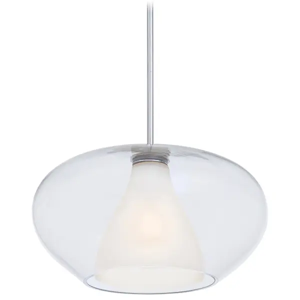 1 Light Pendent with Clear & White Frosted Glass