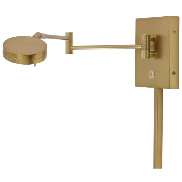 This adjustable LED swing arm wall lamp combines timeless pharmacy styling with modern LED efficiency. The warm Honey Gold finish and metal shade create focused task lighting perfect for reading nooks and bedside applications. - alternate view