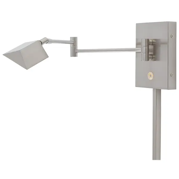 This pharmacy-style wall lamp combines classic task lighting with modern LED efficiency. The adjustable swing arm provides flexible positioning, while the brushed nickel finish adds sophisticated style to any reading nook. - alternate view