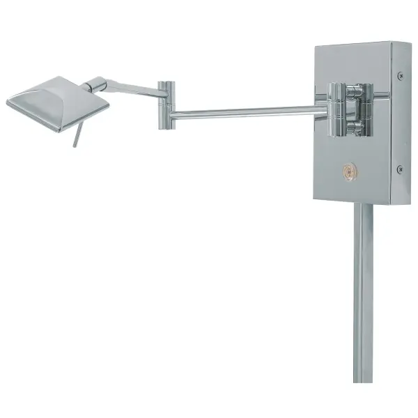 This pharmacy-style wall lamp combines classic task lighting with modern LED efficiency. The adjustable swing arm provides flexible positioning for reading or workspace illumination, while the chrome finish adds contemporary polish. - alternate view