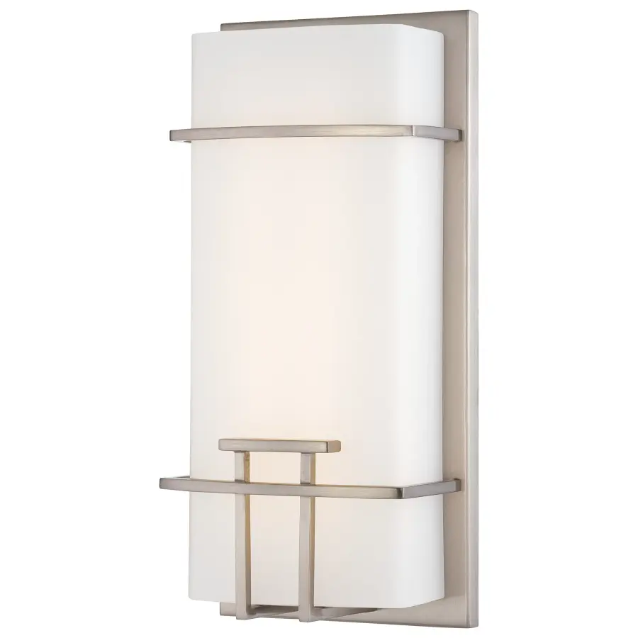 Brushed Nickel LED Wall Sconce with Etched Opal Glass