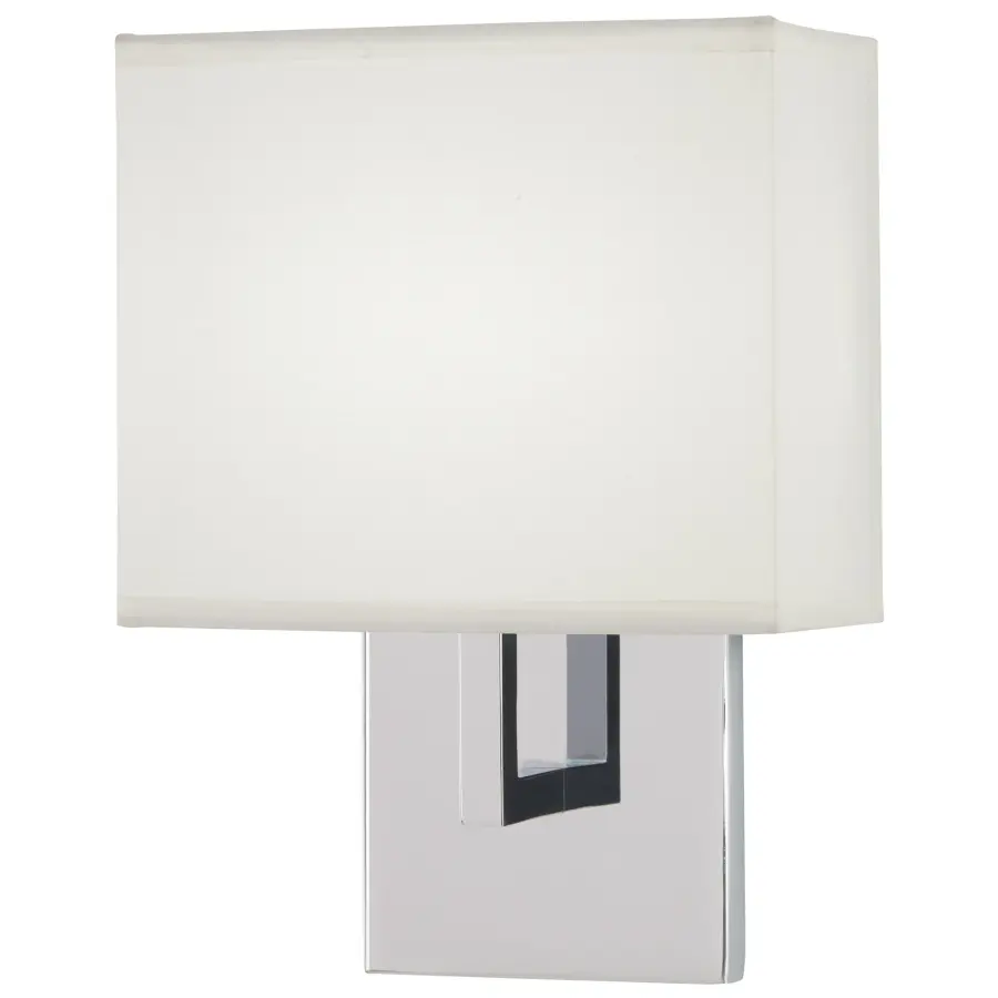 Chrome LED Wall Sconce with White Fabric Shade