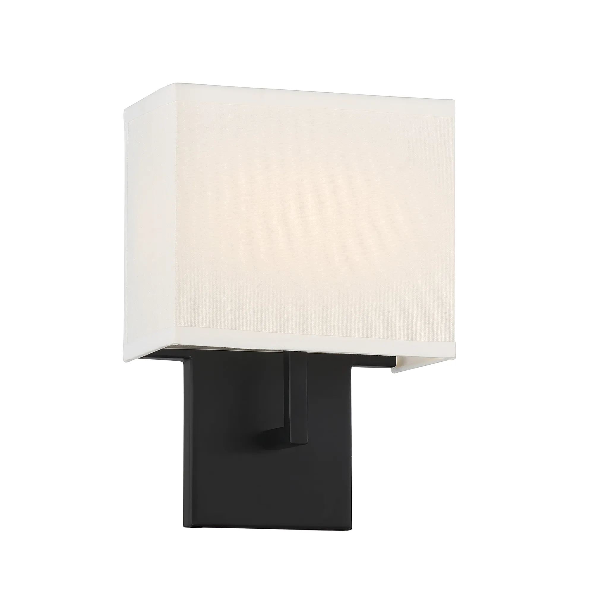 Coal Black LED Wall Sconce with Off White Linen Shade
