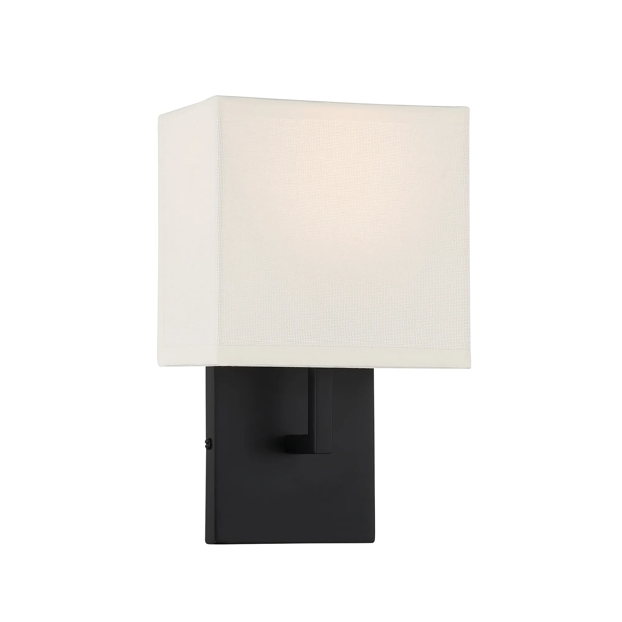 Coal Black Wall Sconce with Off White Linen Shade