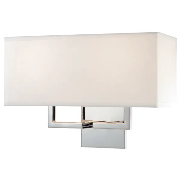Chrome 2-Light Wall Sconce with Off-White Linen Shade