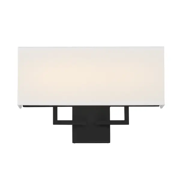 Modern LED Wall Sconce with Off White Linen Shade - Image 2