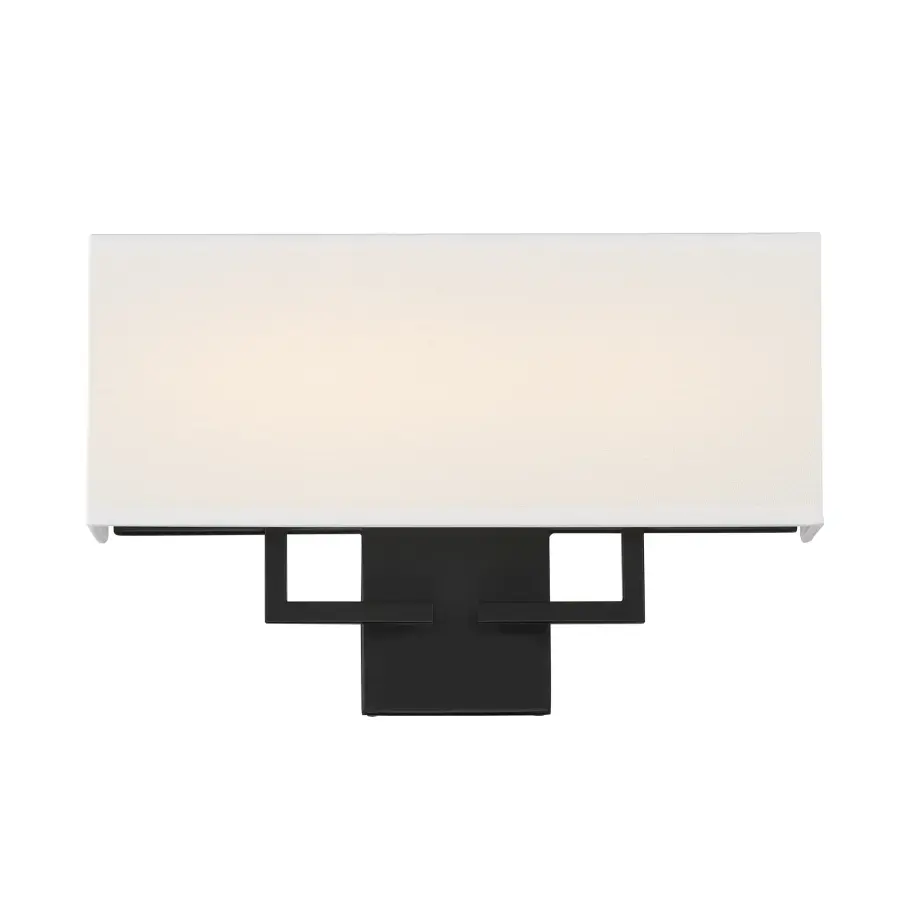 Modern LED Wall Sconce with Off White Linen Shade - Image 2