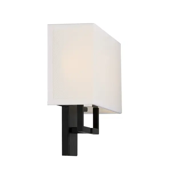 Modern LED Wall Sconce with Off White Linen Shade - Image 3