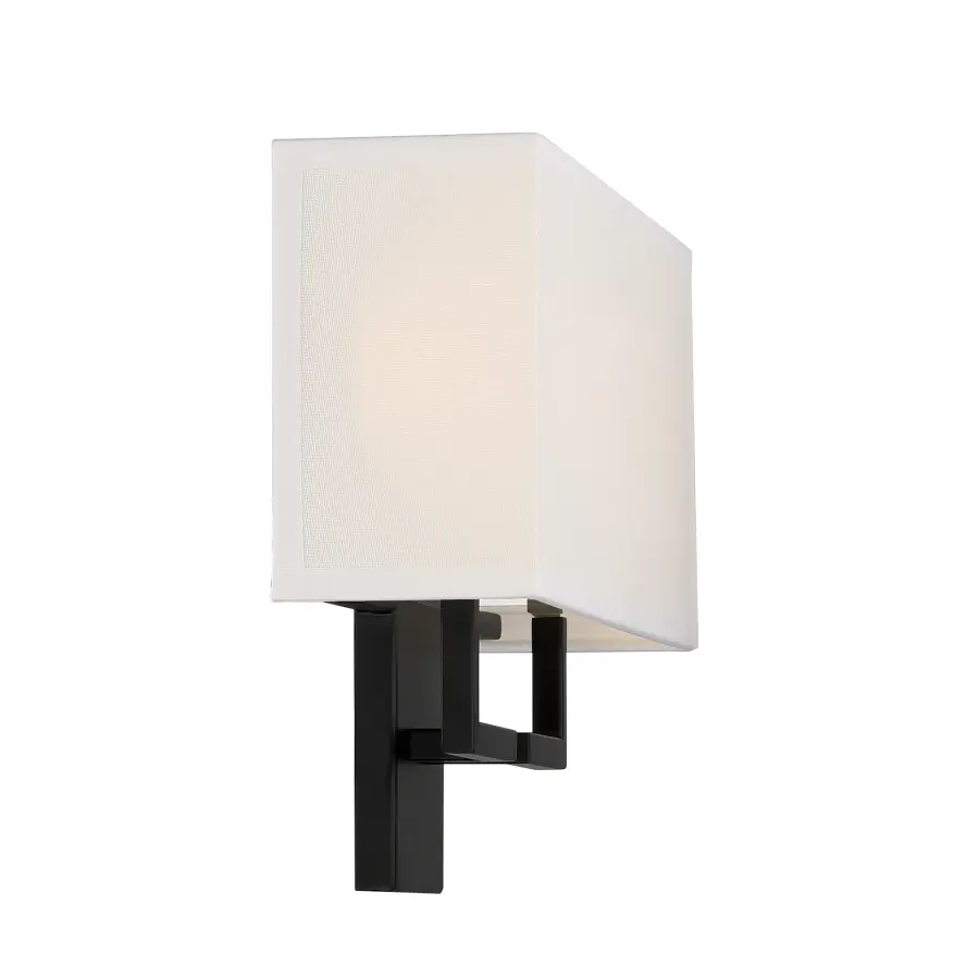 Modern LED Wall Sconce with Off White Linen Shade - Image 3