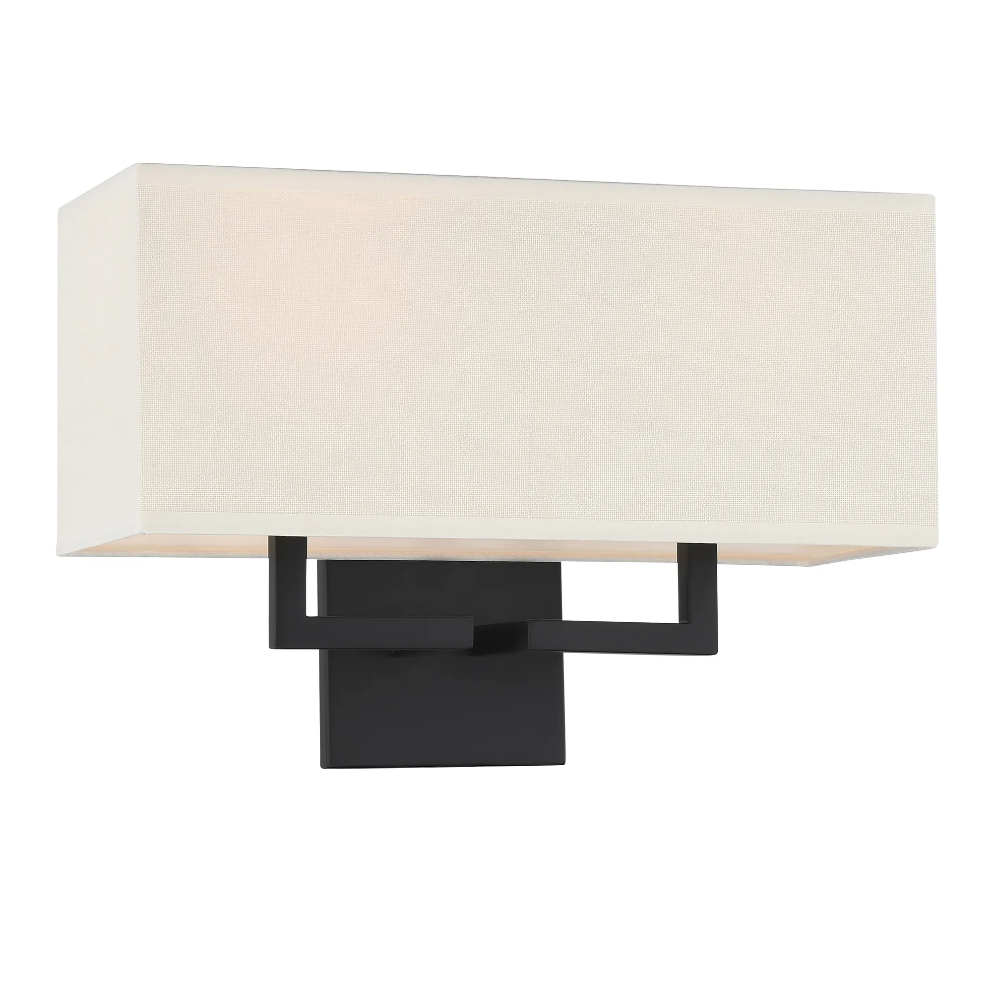 Coal Black Wall Sconce with Off White Linen Shade