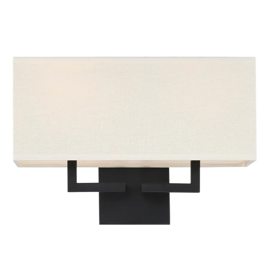 Coal Black Wall Sconce with Off White Linen Shade - Image 2