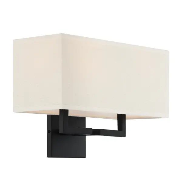 Coal Black Wall Sconce with Off White Linen Shade - Image 4