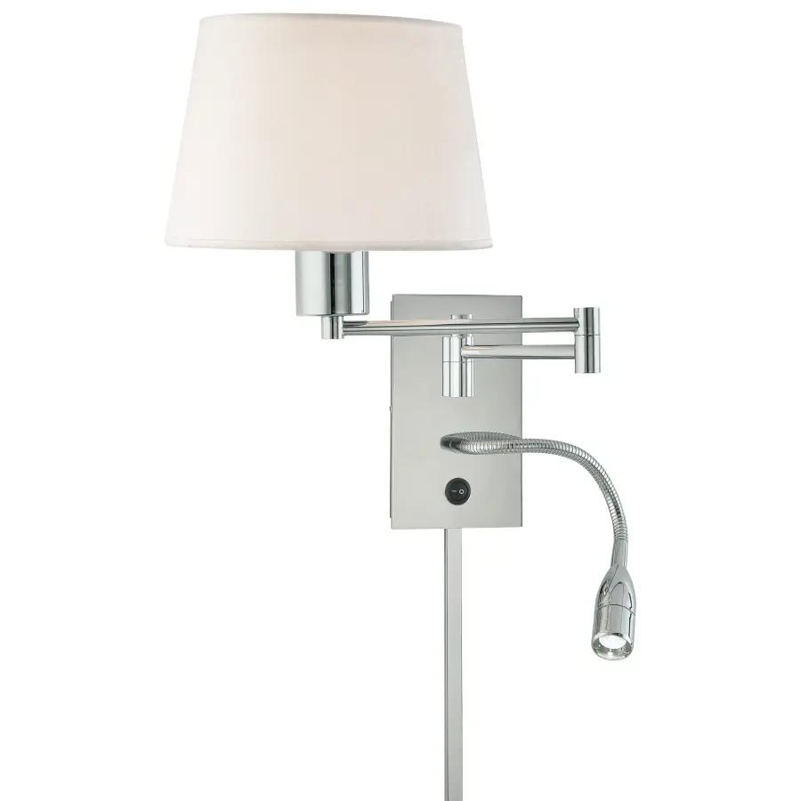 George's Reading Room Chrome Swing Arm Wall Sconce with LED