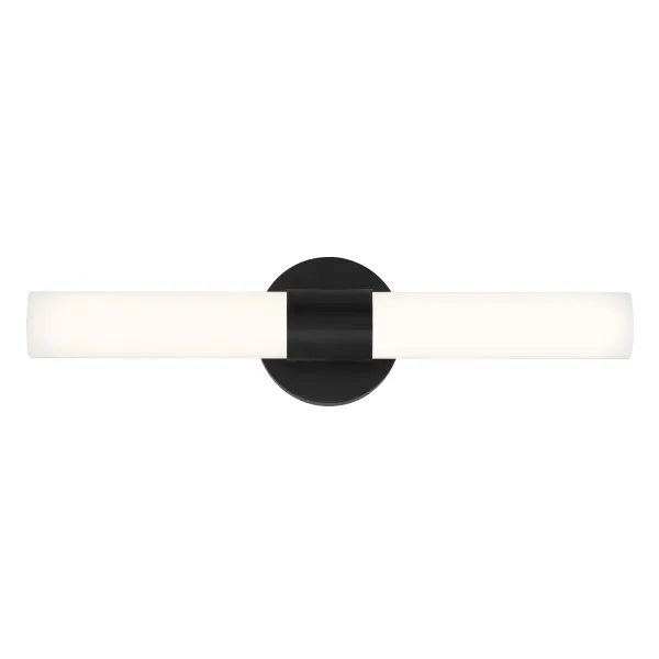 The Saber II delivers modern sophistication with its clean horizontal profile and coal black finish. Integrated LED technology provides bright, energy-efficient illumination with excellent color rendering for bathrooms and hallways.