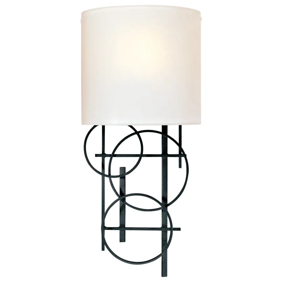Sand Coal Black Wall Sconce with Pearl Mist Glass