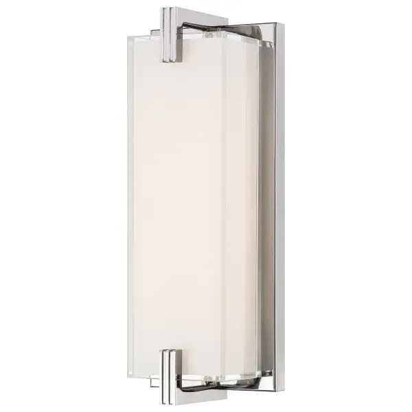 The Cubism LED Wall Sconce combines modern geometric styling with practical functionality. Its chrome finish and mitered white glass create a clean, sophisticated look while delivering 1951 lumens of high-CRI light.