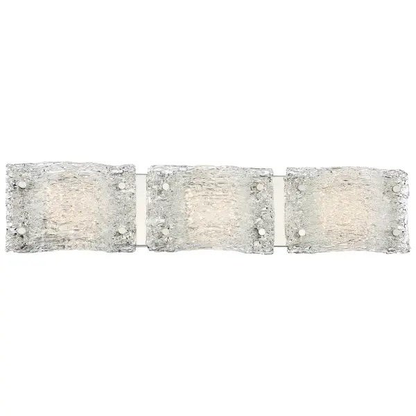 The Forest Ice LED Bath Light combines transitional styling with modern LED technology. Its 29-inch width and clear artisan glass shades provide excellent illumination with 2999 lumens and 92 CRI, perfect for vanity applications.