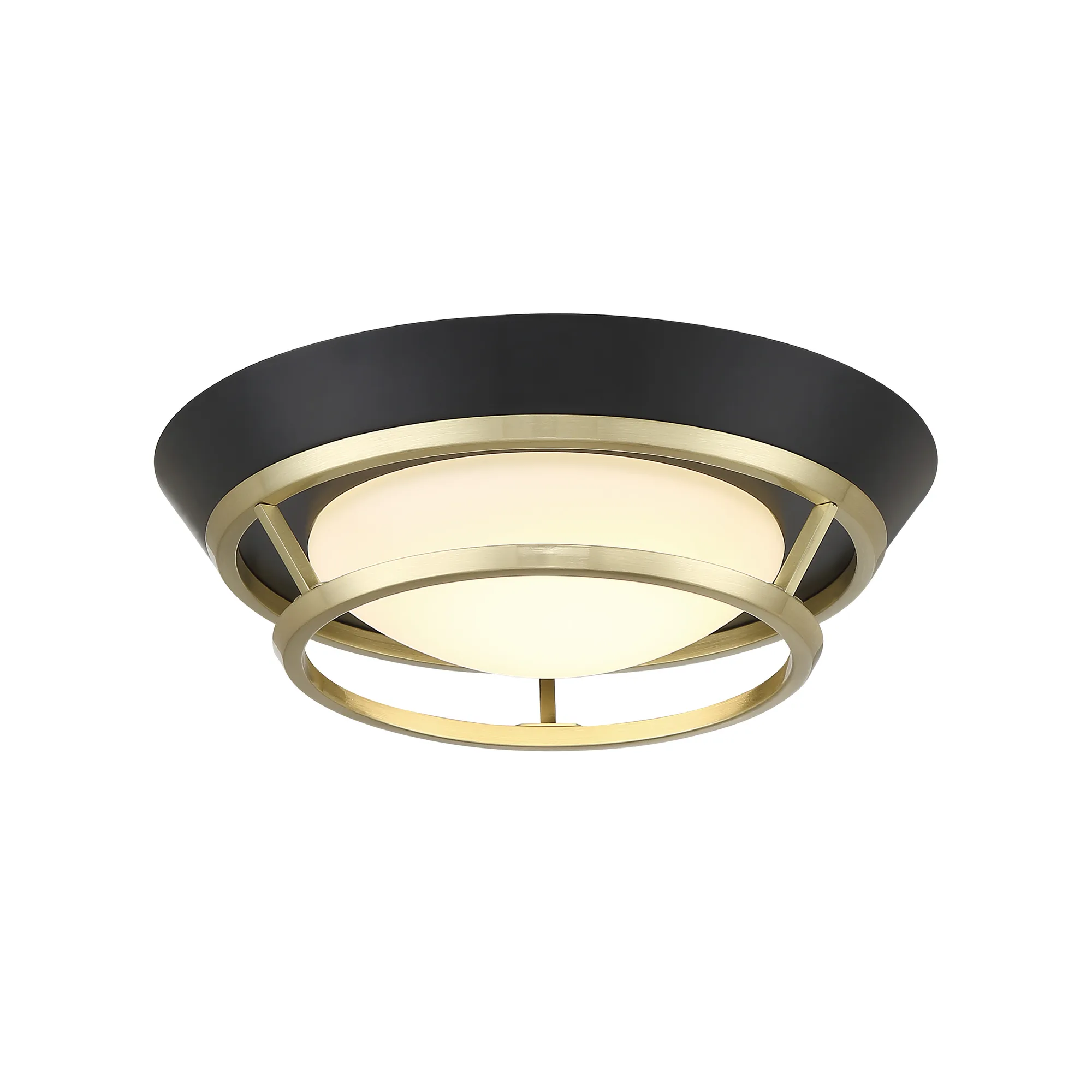 Beam Me Up! 11" LED Flush Mount in Coal and Satin Brass