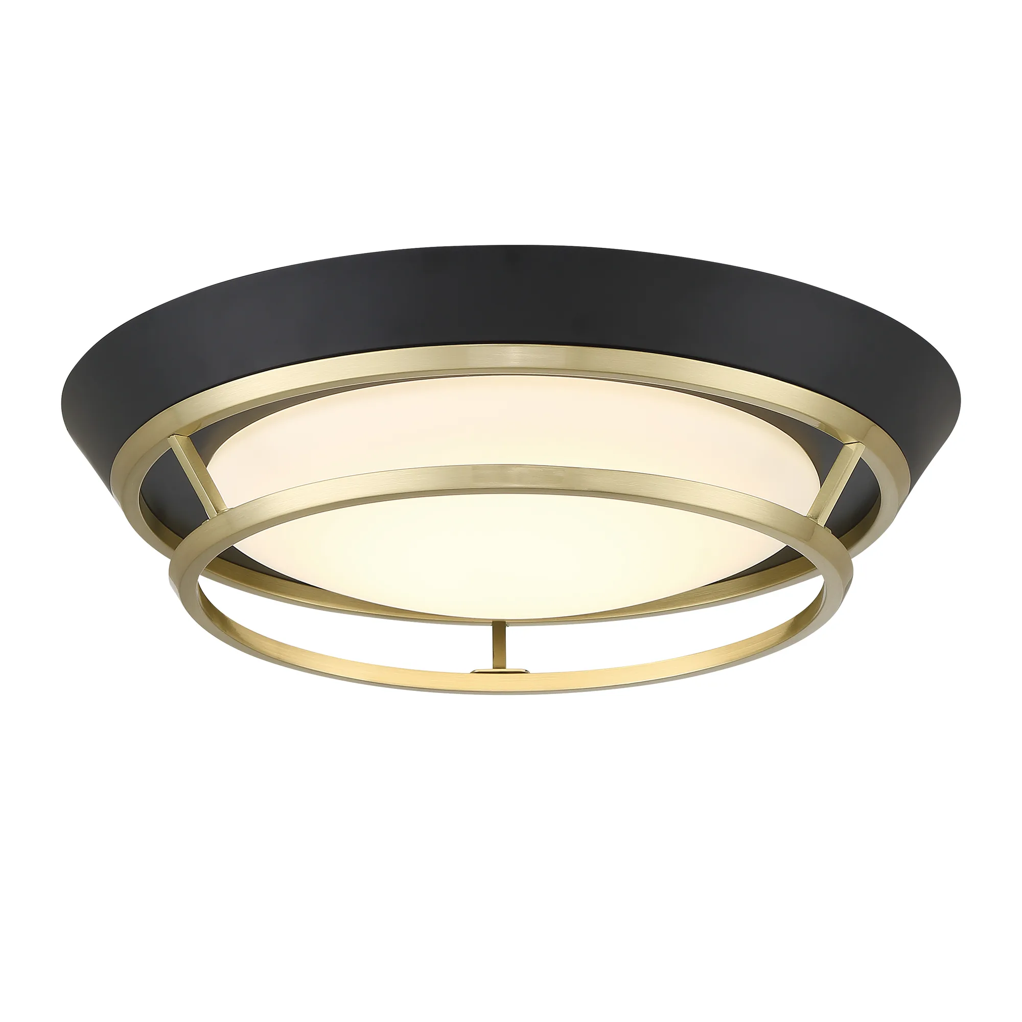 Beam Me Up! 14" LED Flush Mount in Coal Black and Satin Brass