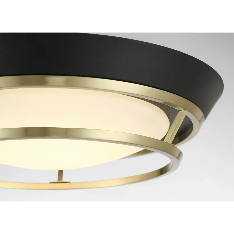 Beam Me Up! 14" LED Flush Mount in Coal Black and Satin Brass - Image 3