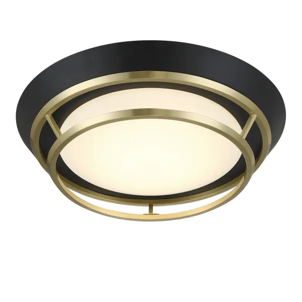 Beam Me Up! 14" LED Flush Mount in Coal Black and Satin Brass - Image 4