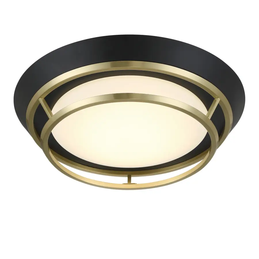Beam Me Up! 14" LED Flush Mount in Coal Black and Satin Brass - Image 4