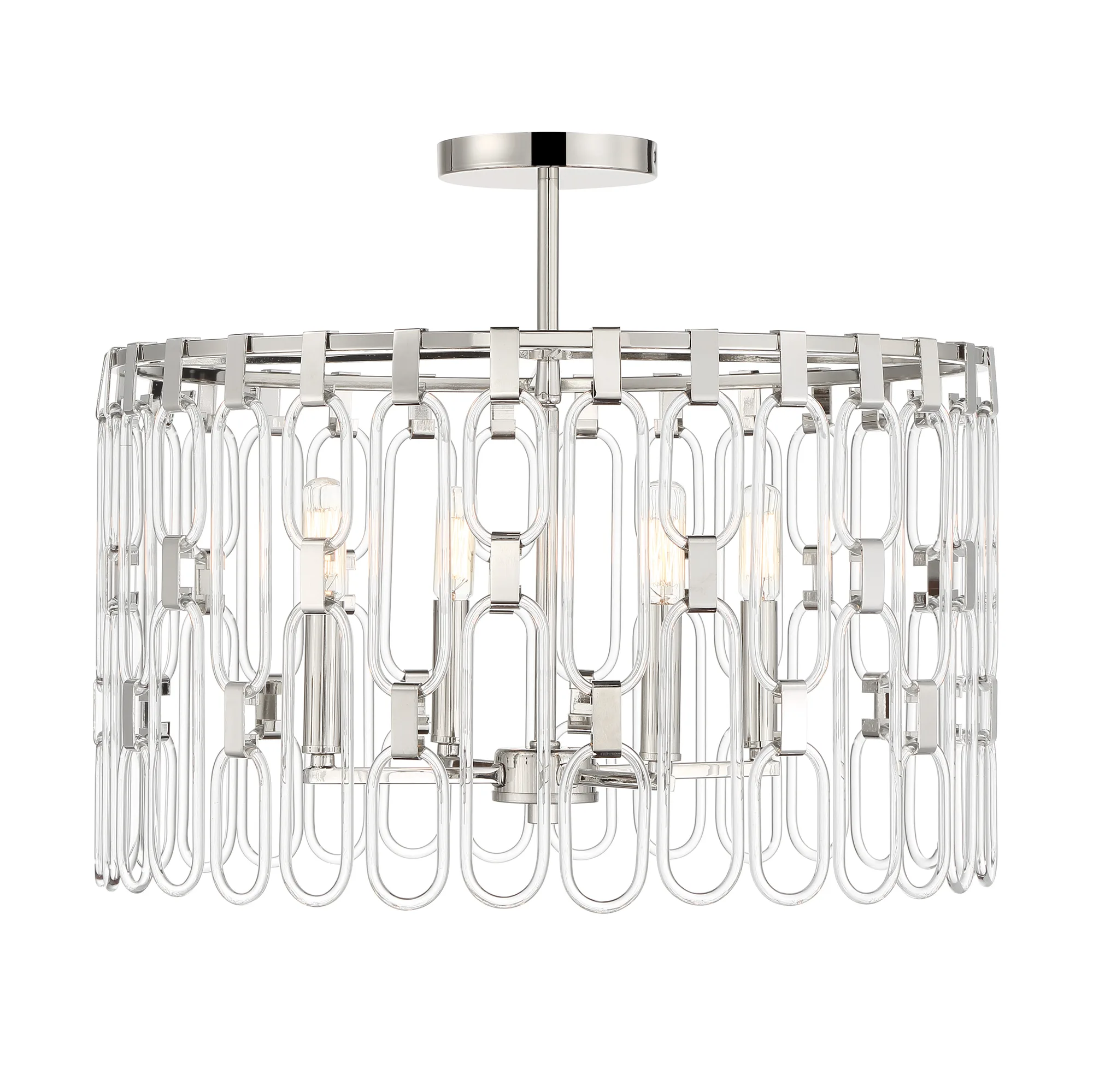Charming 4-Light Pendant/Semi-Flush in Polished Nickel