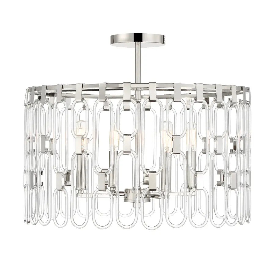 Charming 4-Light Pendant/Semi-Flush in Polished Nickel - Image 1