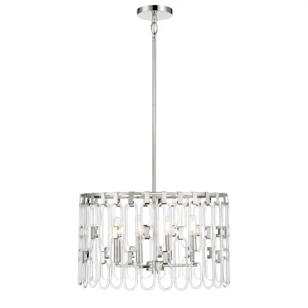 The Charming collection offers elegant versatility with its convertible pendant-to-semi-flush design. Polished nickel finish and glass shades create a refined look that bridges traditional and contemporary styles. - alternate view