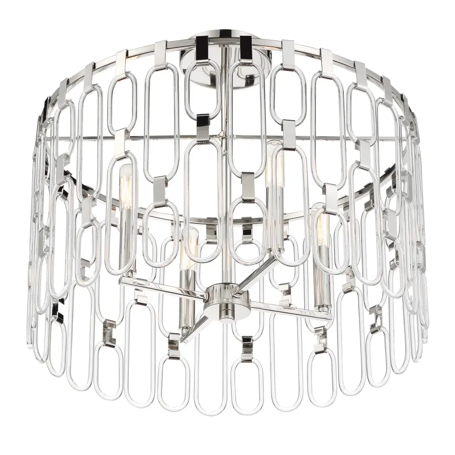 Charming 4-Light Pendant/Semi-Flush in Polished Nickel - Image 6