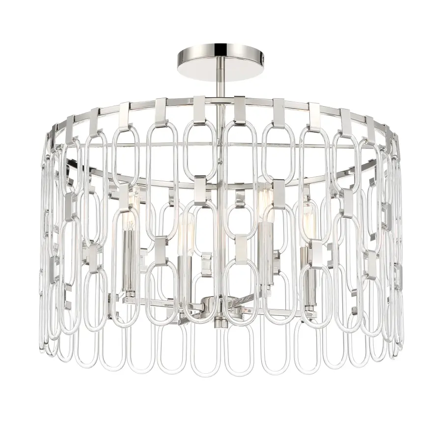 Charming 4-Light Pendant/Semi-Flush in Polished Nickel - Image 7