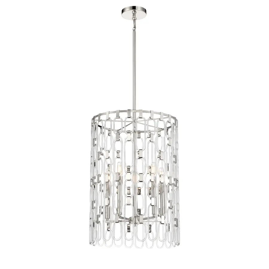 Charming 5-Light Pendant in Polished Nickel - Image 1
