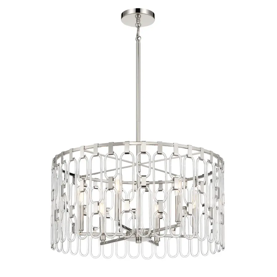 Charming 6-Light Pendant in Polished Nickel - Image 1