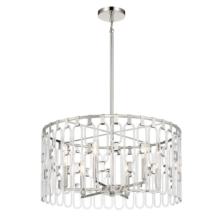 Charming 6-Light Pendant in Polished Nickel - Image 6