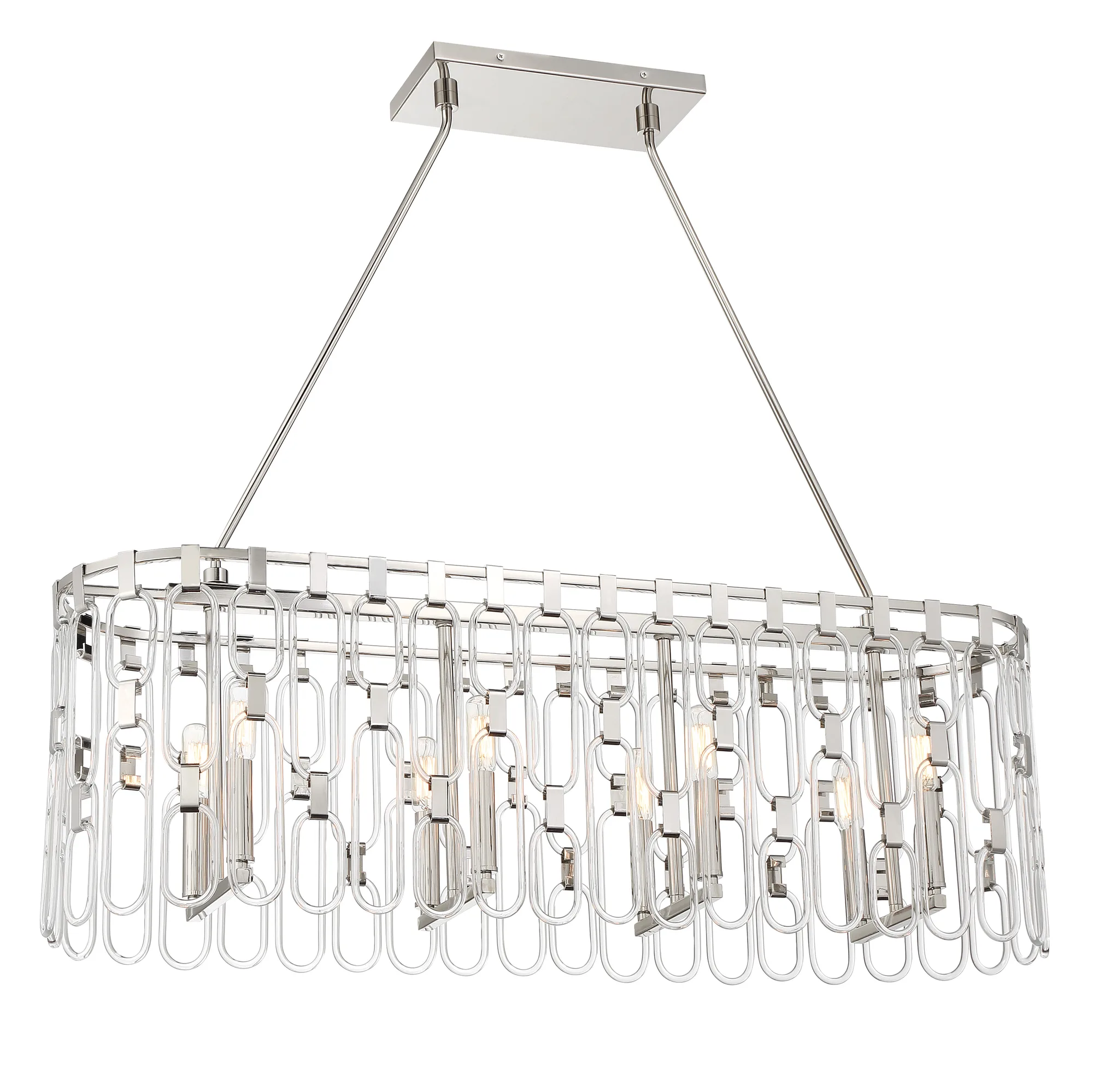 Charming 8-Light Island Chandelier in Polished Nickel