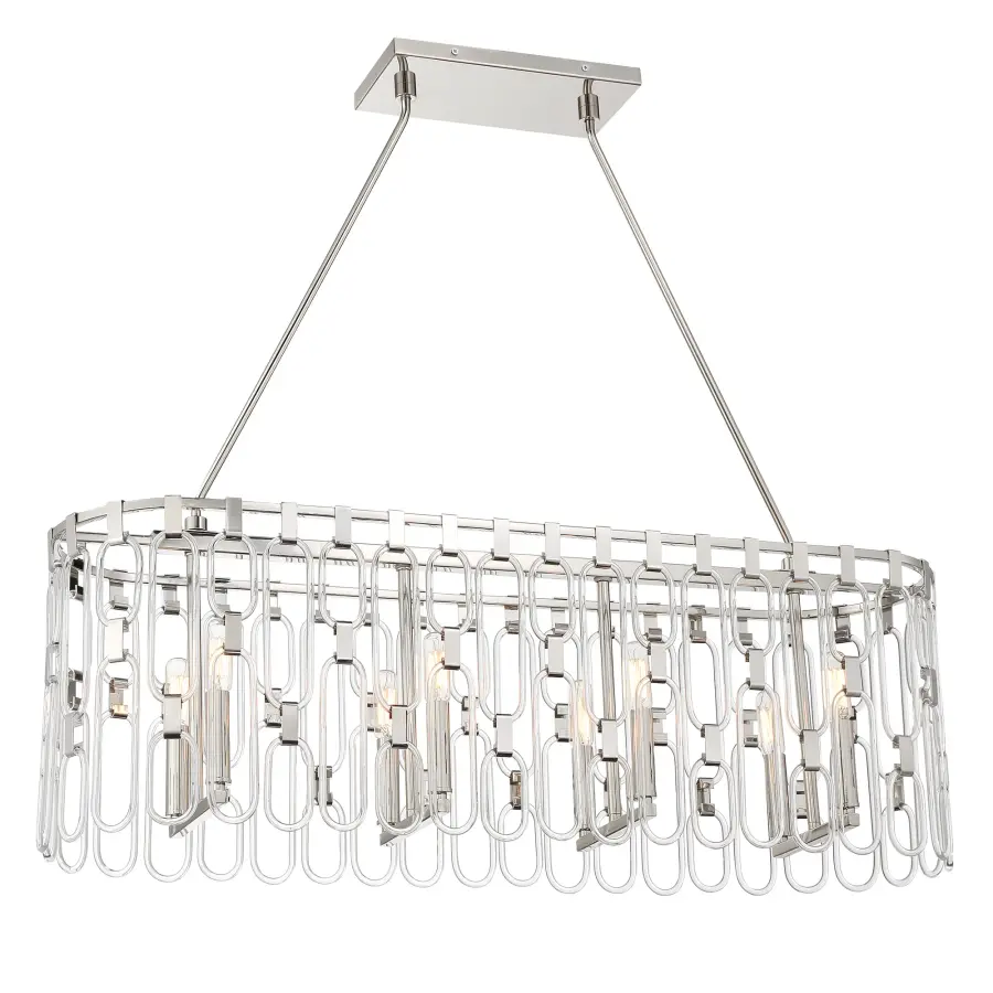 Charming 8-Light Island Chandelier in Polished Nickel - Image 1