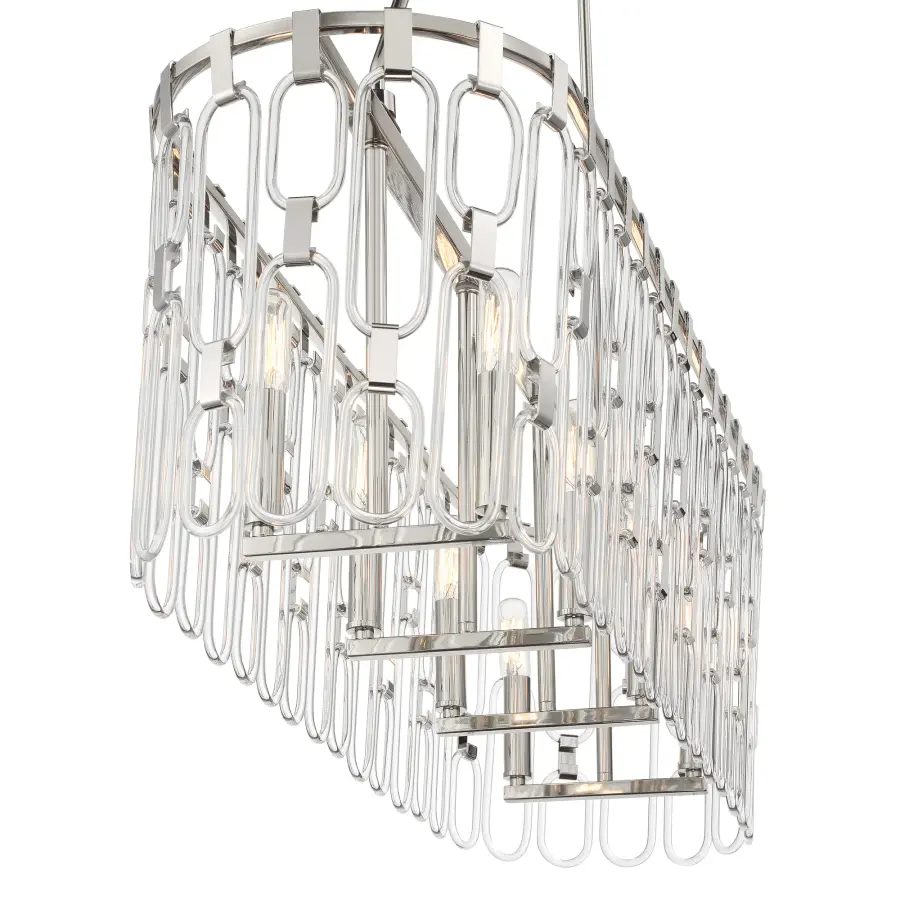 Charming 8-Light Island Chandelier in Polished Nickel - Image 3