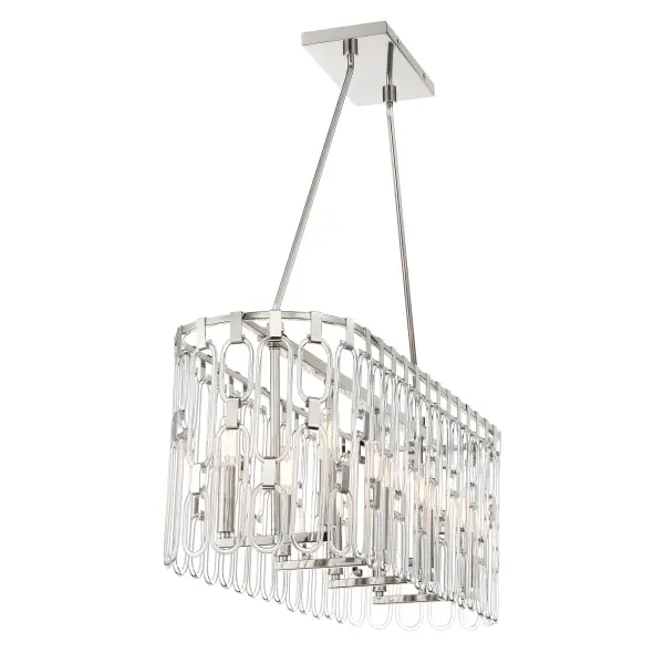 Charming 8-Light Island Chandelier in Polished Nickel - Image 4