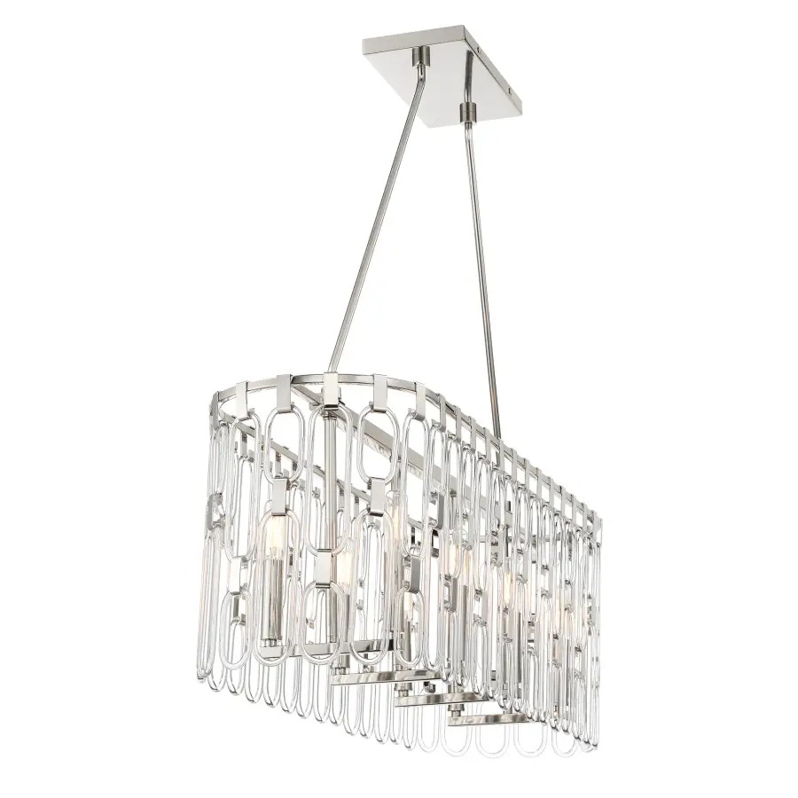 Charming 8-Light Island Chandelier in Polished Nickel - Image 4