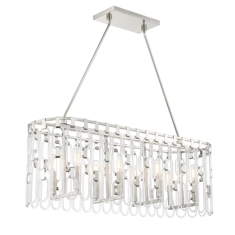 Charming 8-Light Island Chandelier in Polished Nickel - Image 5